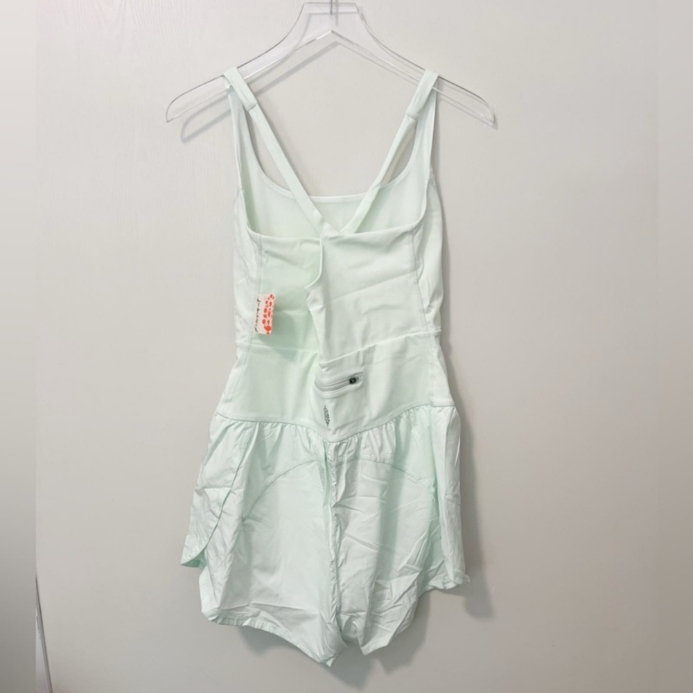 NWT FREE PEOPLE Righteous Runsie Romper in Aqua glass size Large